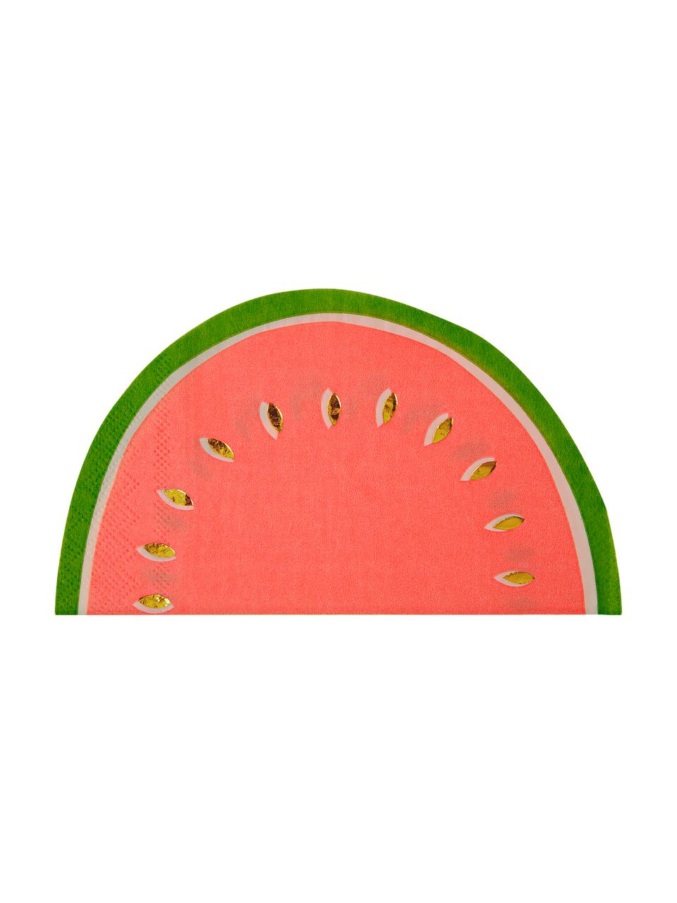 Serviettes en papier Watermelon, 16 pièces, Rouge, vert, couleur dorée