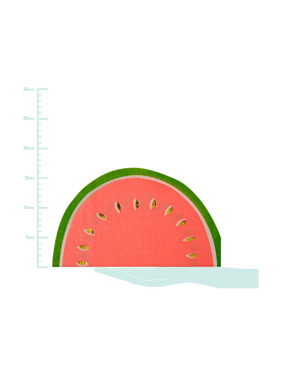 Tovagliolio di carta Watermelon 16 pz, Carta, Rosso, verde, dorato, Larg. 20 x Lung. 17 cm