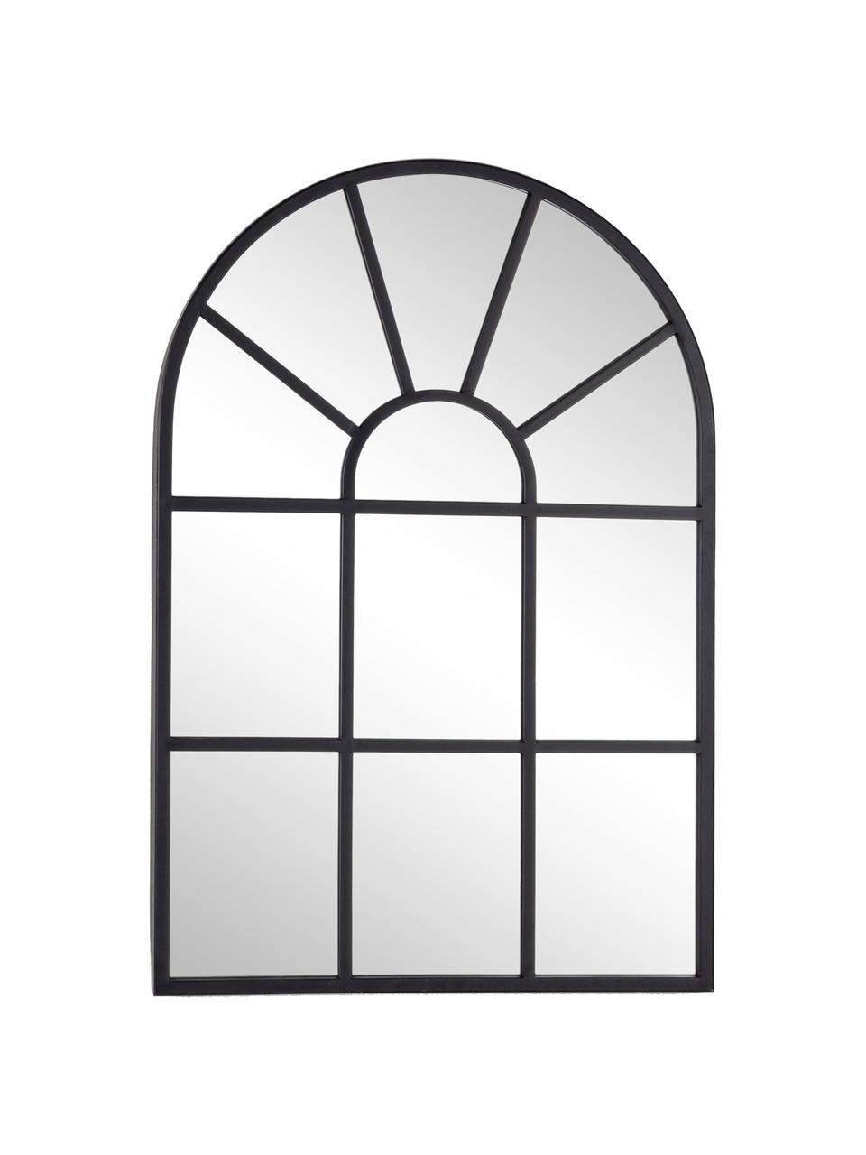 Specchio da parete in metallo nero Reflix, Cornice: metallo rivestito, Superficie dello specchio: lastra di vetro, Nero, Larg. 58 x Alt. 87 cm