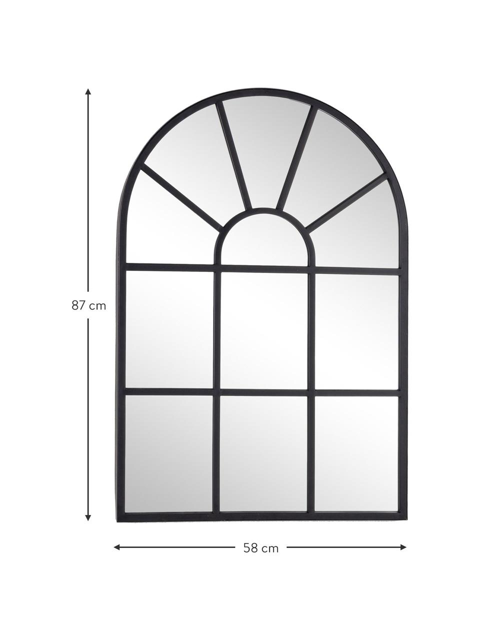 Specchio da parete in metallo nero Reflix, Cornice: metallo rivestito, Superficie dello specchio: lastra di vetro, Nero, Larg. 58 x Alt. 87 cm