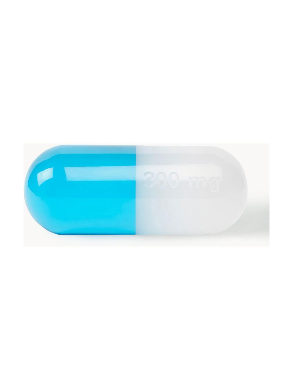 Dekoracja Pill, Poliakryl polerowany, Biały, turkusowy, S 24 x W 9 cm