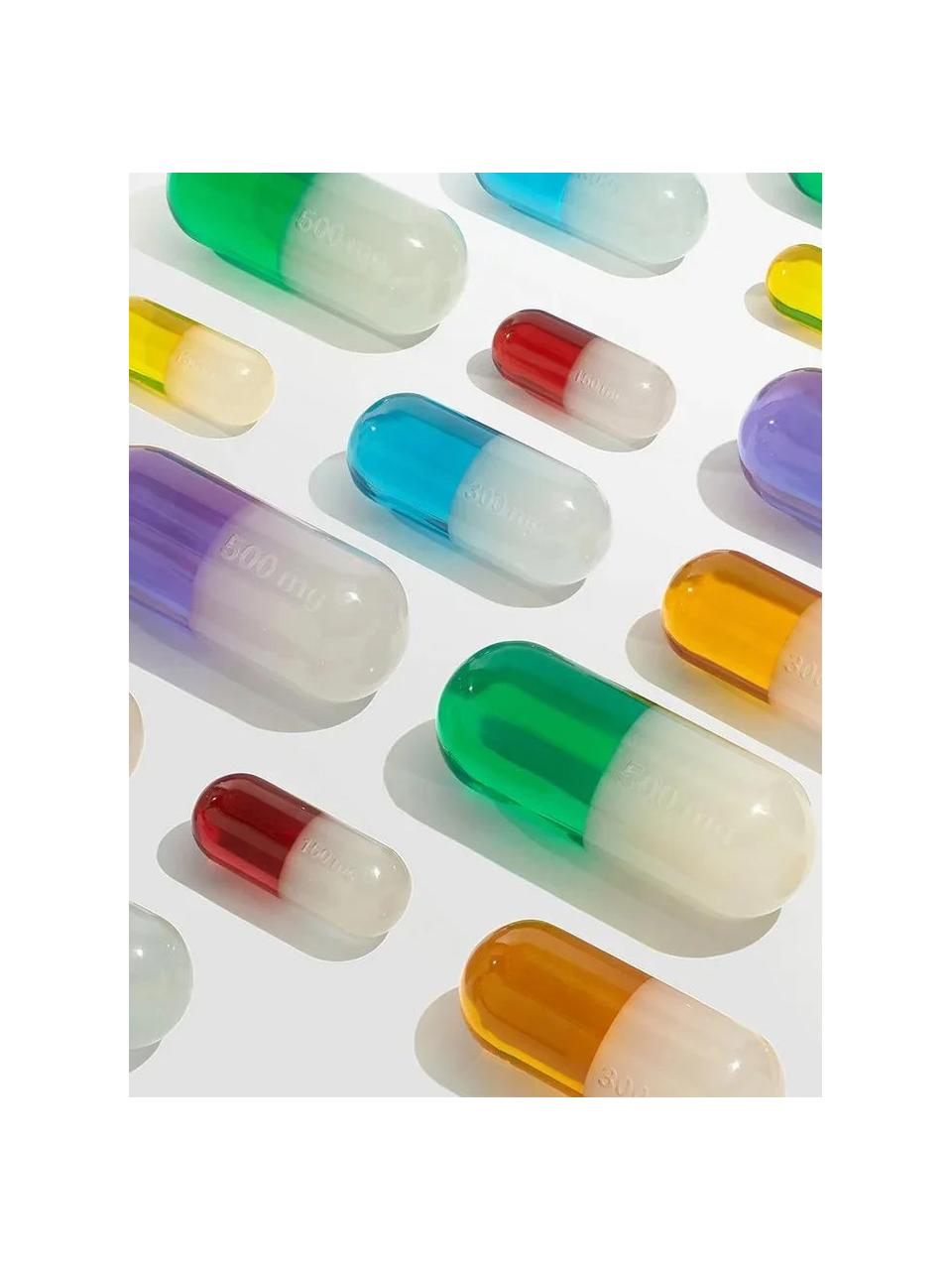 Deko-Objekt Pill, Polyacryl, poliert, Weiss, Türkis, B 24 x H 9 cm