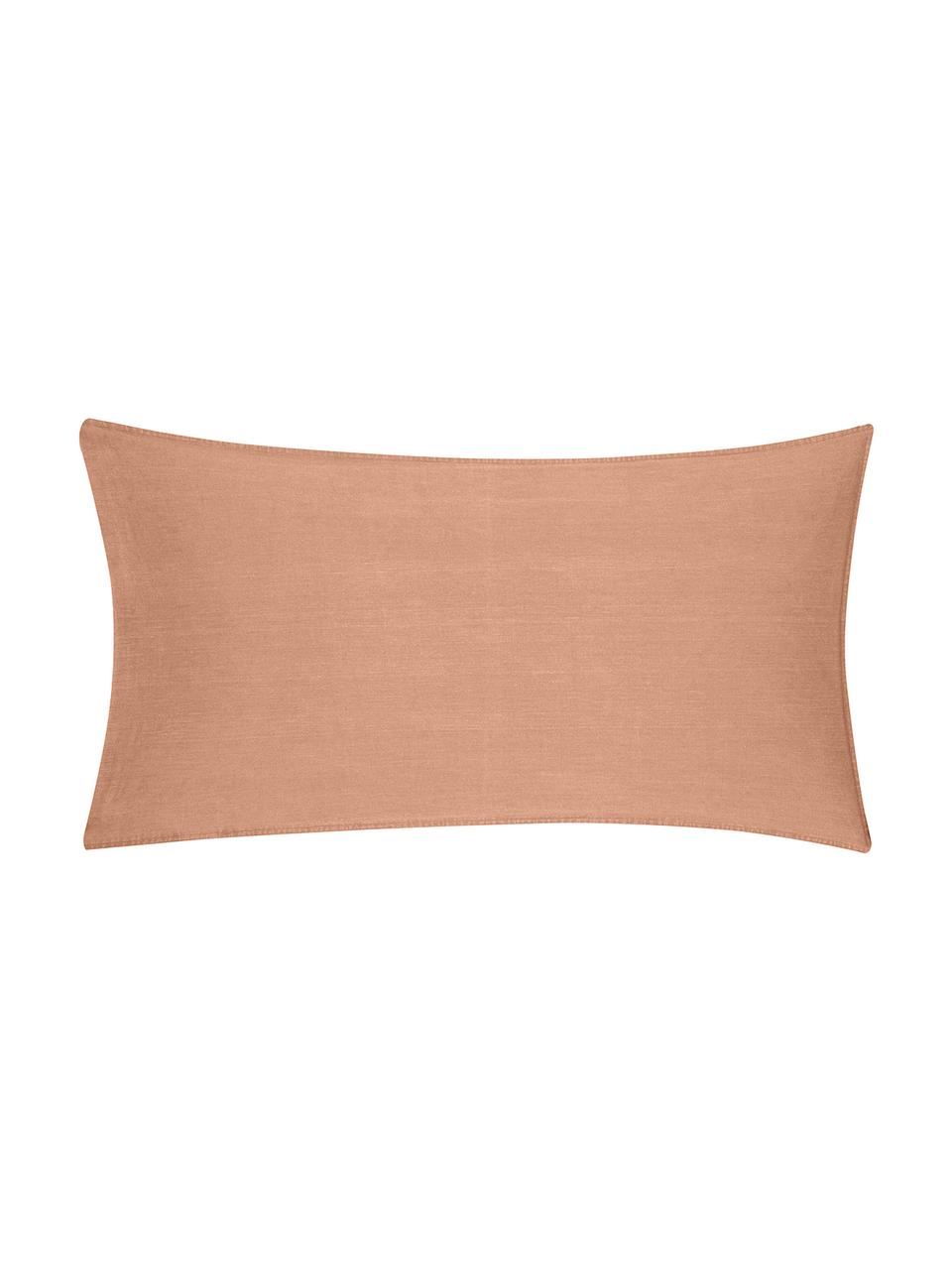 Poszewka na poduszkę z bawełny z efektem sprania Arlene, 2 szt., Morelowy, S 40 x D 80 cm