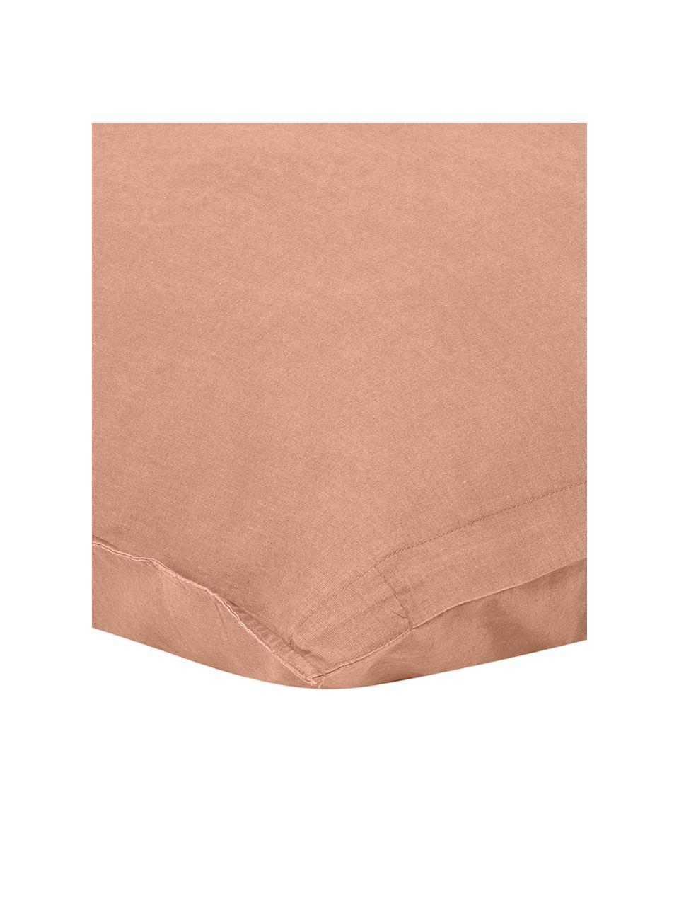 Poszewka na poduszkę z bawełny z efektem sprania Arlene, 2 szt., Morelowy, S 40 x D 80 cm