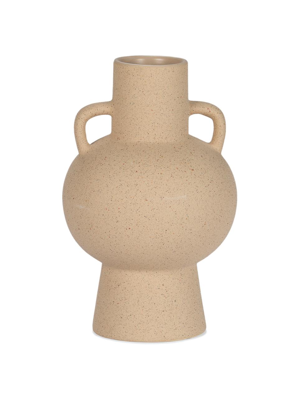 Vase design grès cérame Barbara, Grès cérame, Beige, Ø 16 x haut. 24 cm