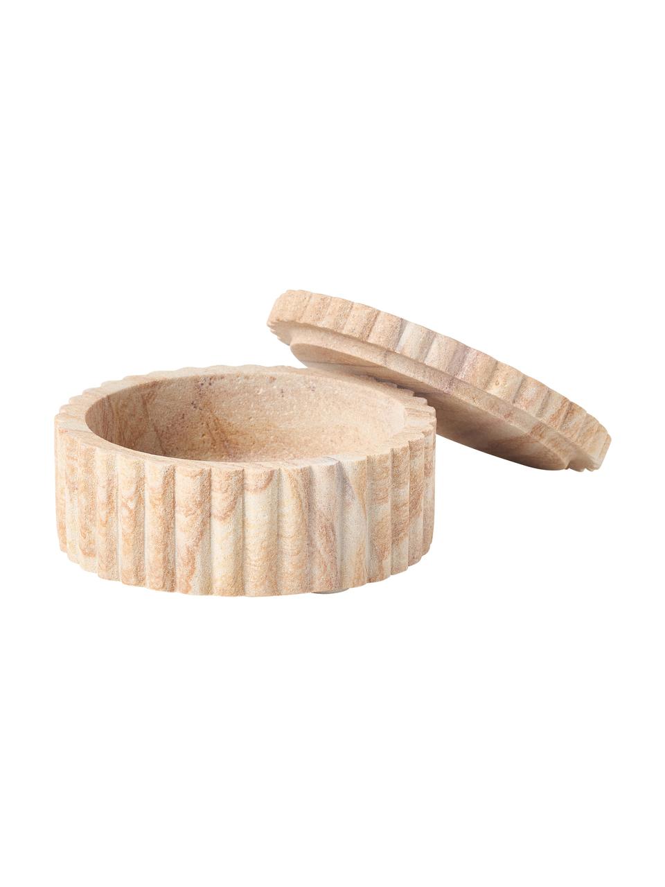 Bote con tapadera Rita, Arenisca, Tonos beige con acabdo arena, Ø 12 x Al 5 cm