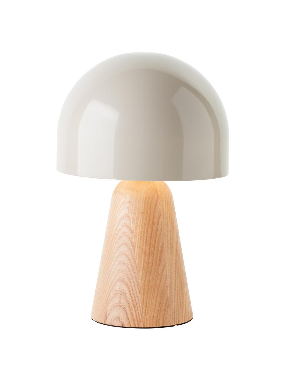 Lampada da tavolo piccola Nalam, Paralume: vetro, Beige chiaro, legno chiaro, Ø 20 x Alt. 31 cm