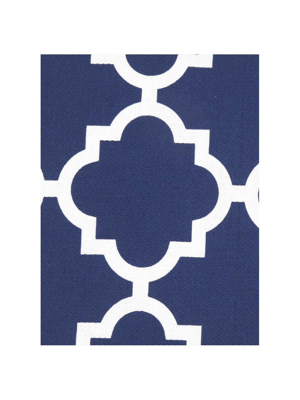Kissenhülle Lana in Marineblau mit grafischem Muster, 100% Baumwolle, Marineblau, Weiß, B 45 x L 45 cm