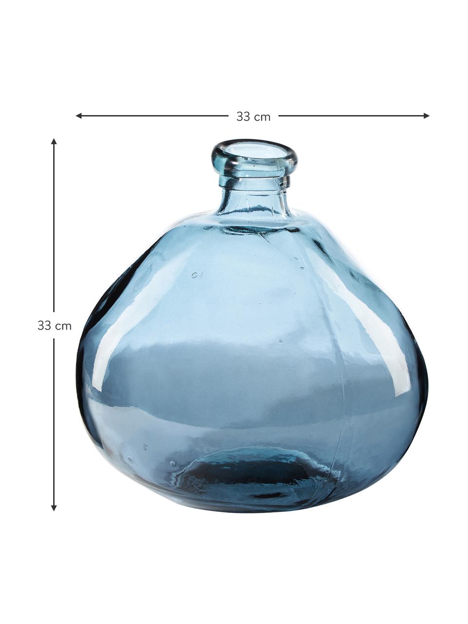 Flessenvaas Dina, Gerecycled glas, GRS-gecertificeerd, Blauw, Ø 33 x H 33 cm