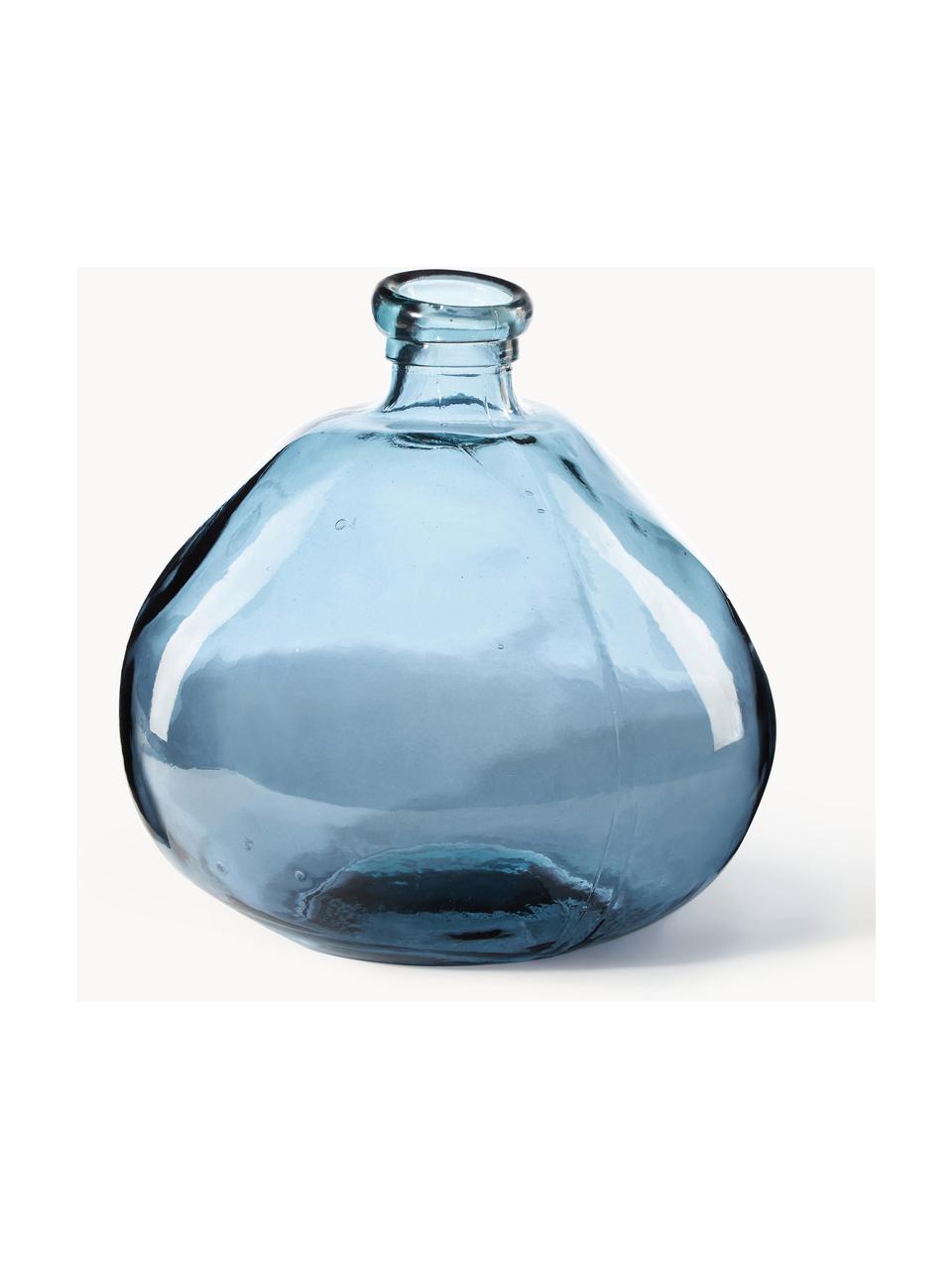 Sklenená váza Dina, Recyklované sklo s certifikátom GRS, Modrá, Ø 33 x V 33 cm