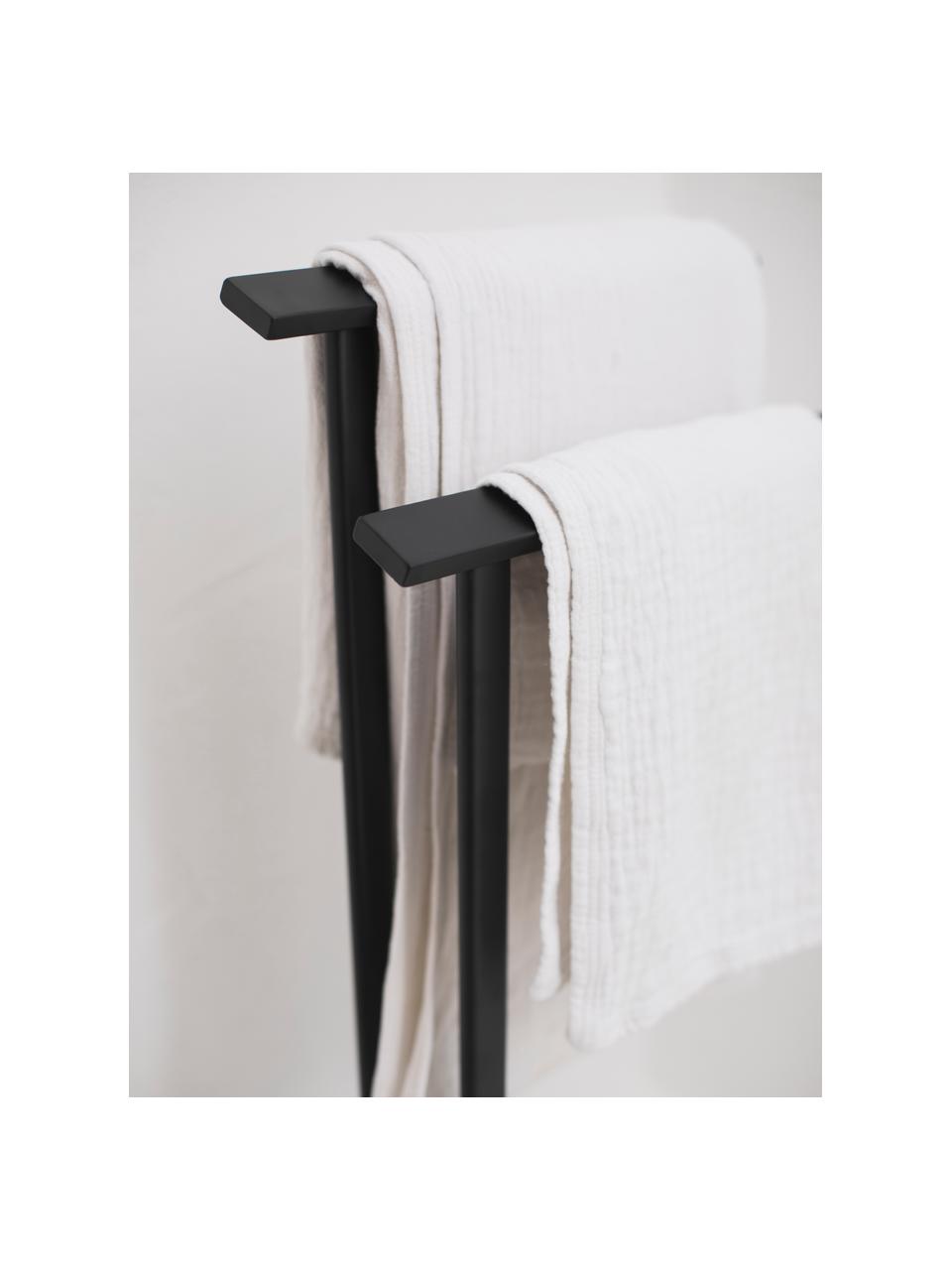 Porte-serviettes Bleech, Métal, enduit, Noir, larg. 33 x haut. 83cm