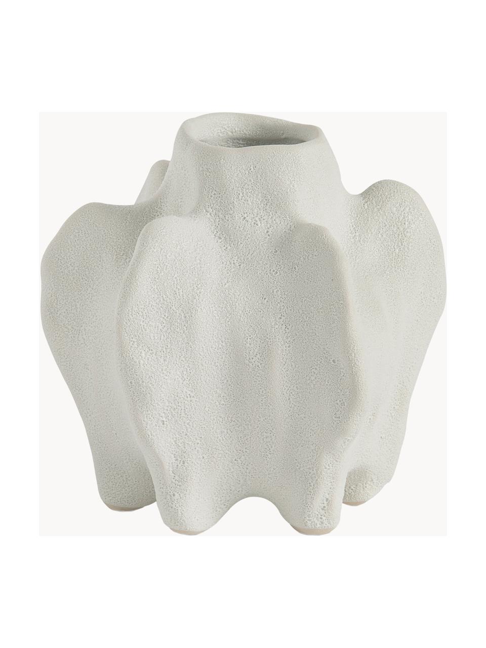 Vase Coral aus Keramik, H 13 cm, Keramik, Off White, matt, Ø 14 x H 13 cm