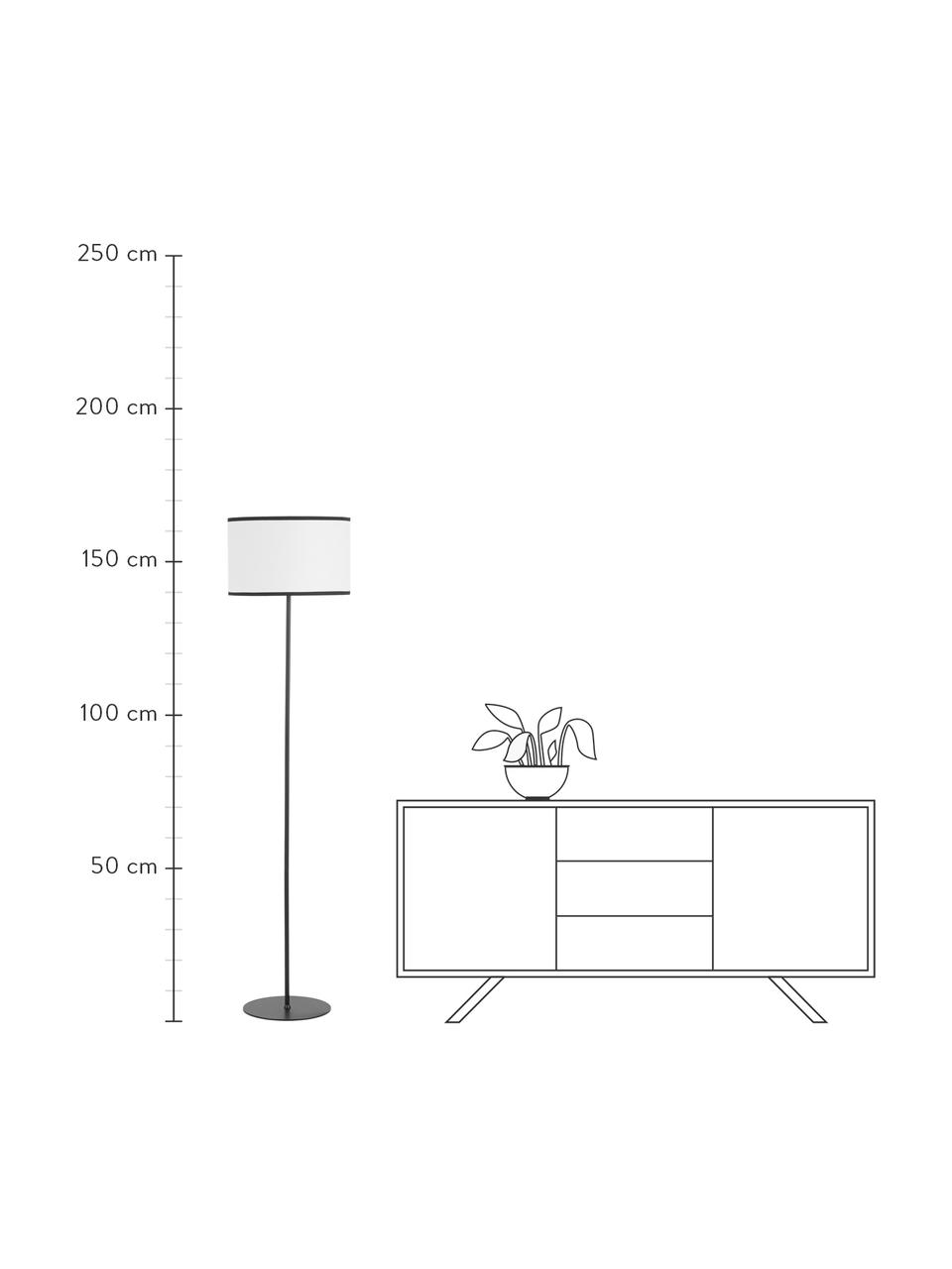 Lampa podłogowa z lnianym kloszem Claudette, Biały, czarny, Ø 40 x W 165 cm