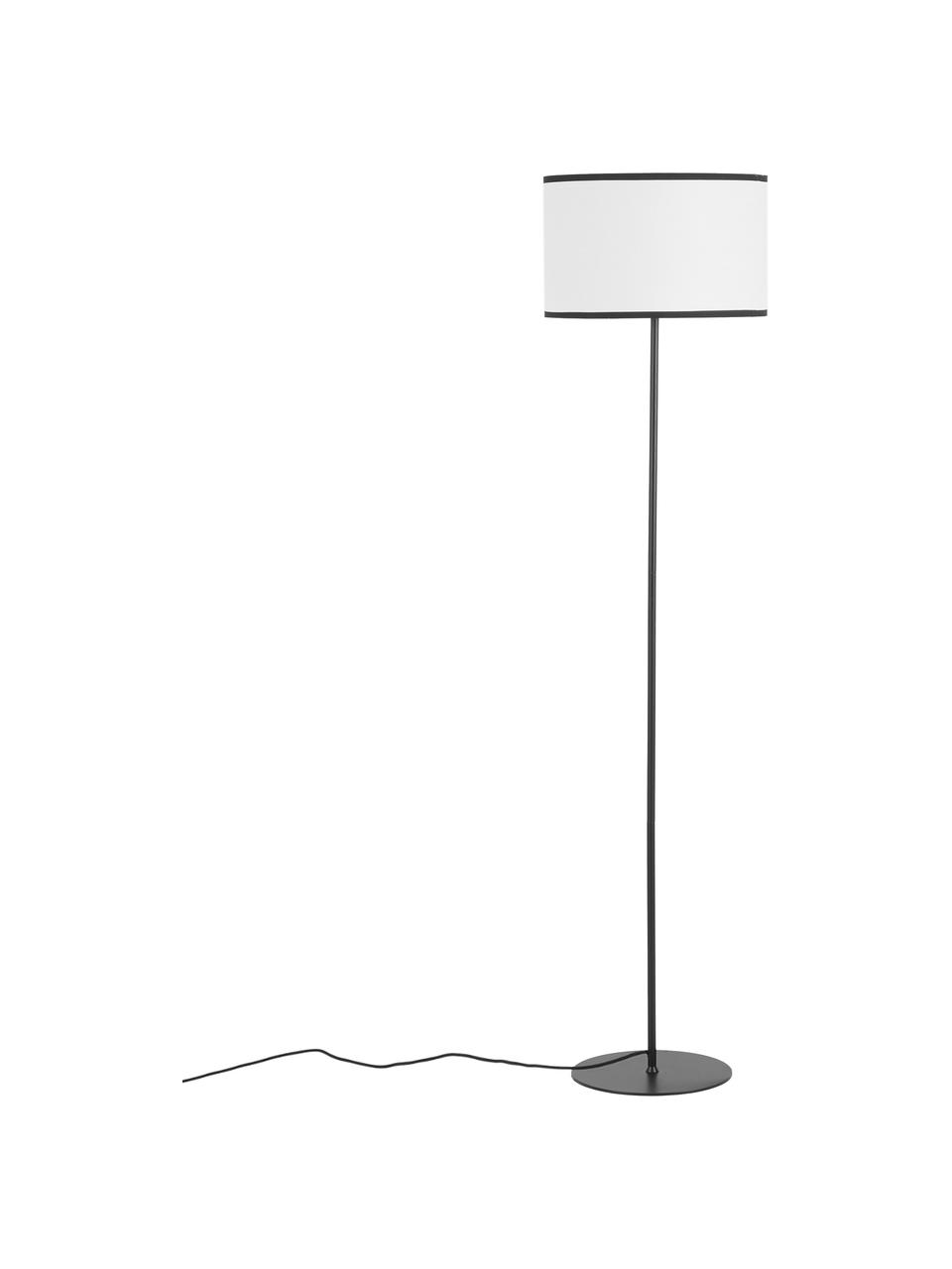 Lampa podłogowa z lnianym kloszem Claudette, Kremowy, czarny, Ø 40 x W 165 cm