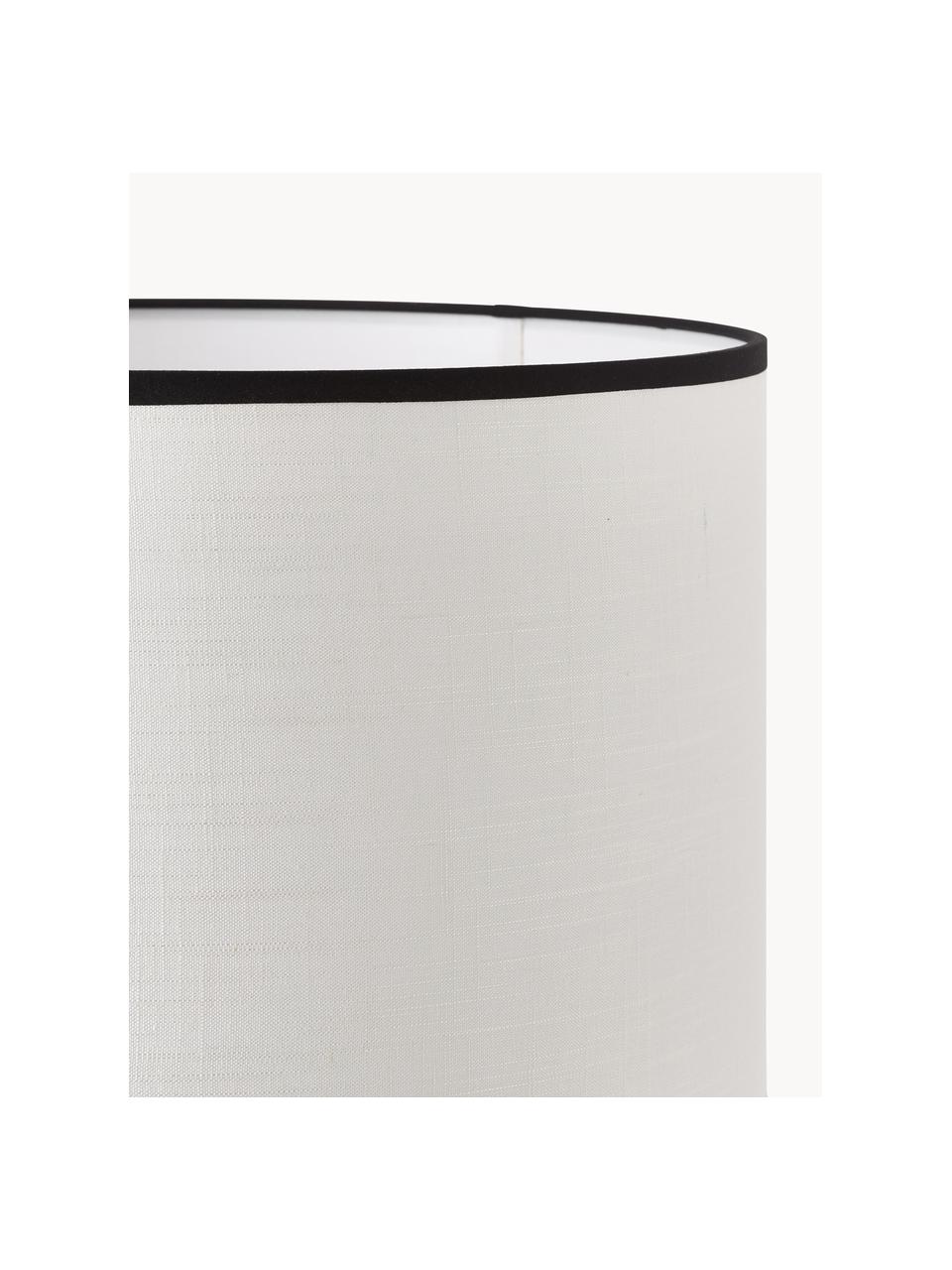 Vloerlamp Claudette met linnen lampenkap, Lampenkap: linnen,gestructureerd, Lampvoet: gepoedercoat metaal, Wit, zwart, H 165 cm