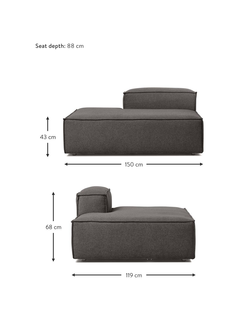 Szezlong modułowy Lennon, Tapicerka: 100% poliester Dzięki tka, Stelaż: lite drewno, sklejka, Nogi: tworzywo sztuczne, Antracytowa tkanina, S 150 x W 68 cm, oparcie prawostronne