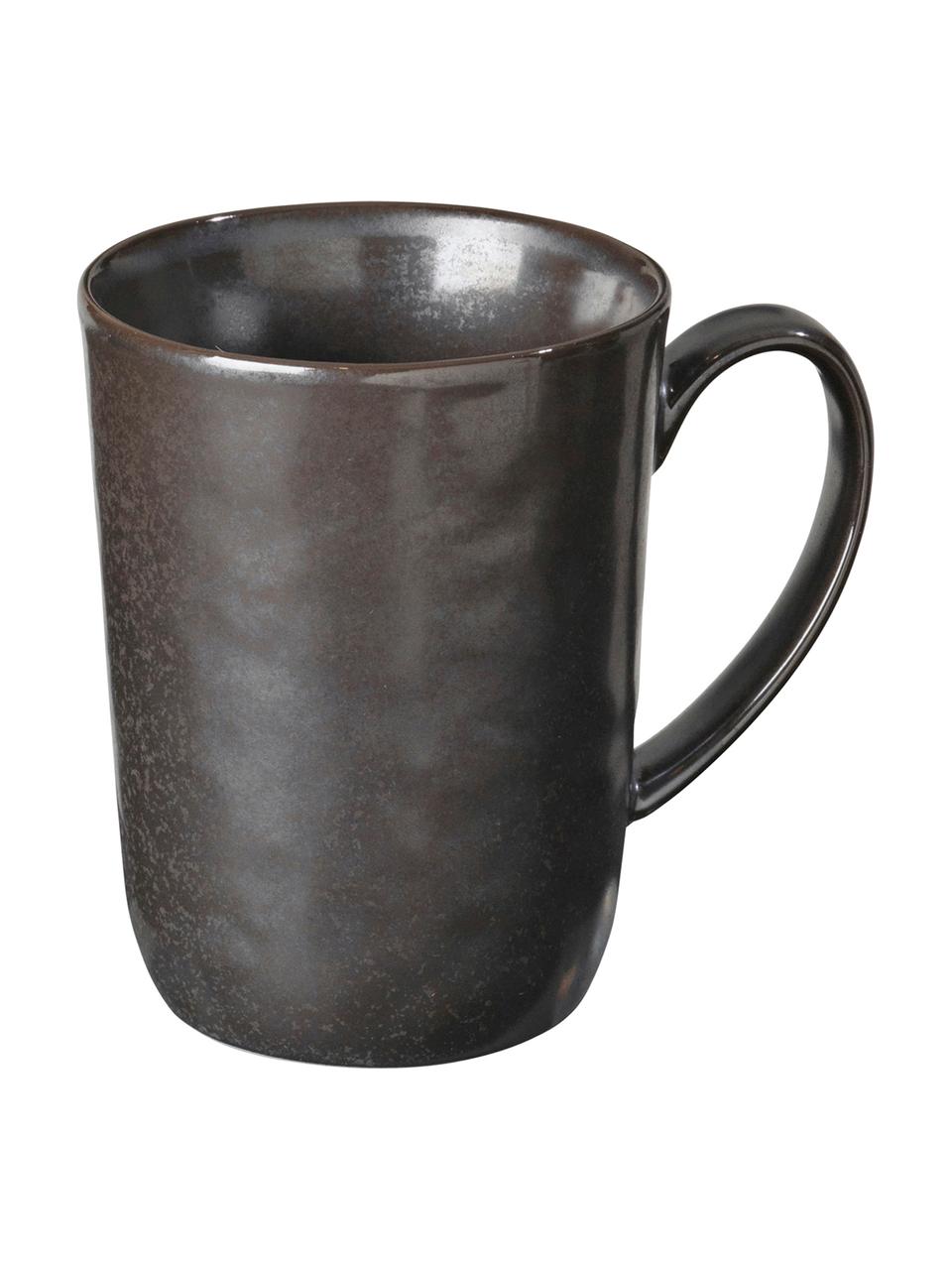 Tazas de té artesanales Esrum Night, 4 uds., Gres, esmaltado, Marrón grisáceo, Ø 12 x Al 11 cm