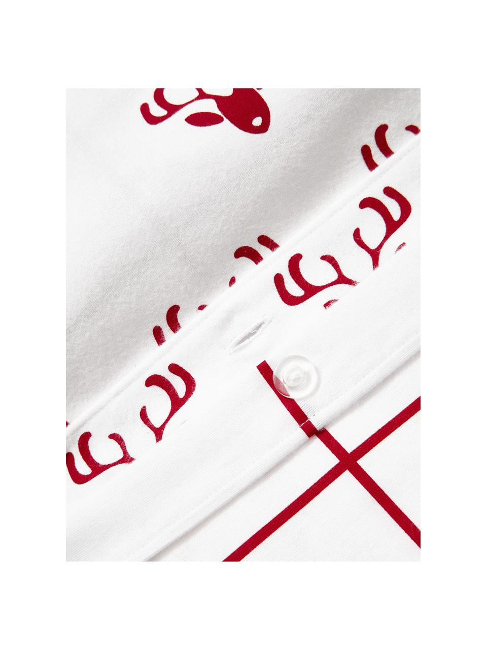 Flanell-Wendebettdeckenbezug Vince mit winterlichem Muster, Webart: Flanell Flanell ist ein k, Weiss, Rot, B 200 x L 200 cm