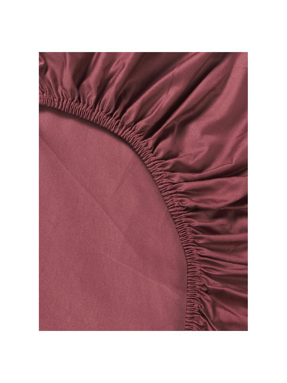 Spannbettlaken Premium, Baumwollsatin, Webart: Satin Fadendichte 500 TC,, Weinrot, B 160 x L 200 cm, H 25 cm