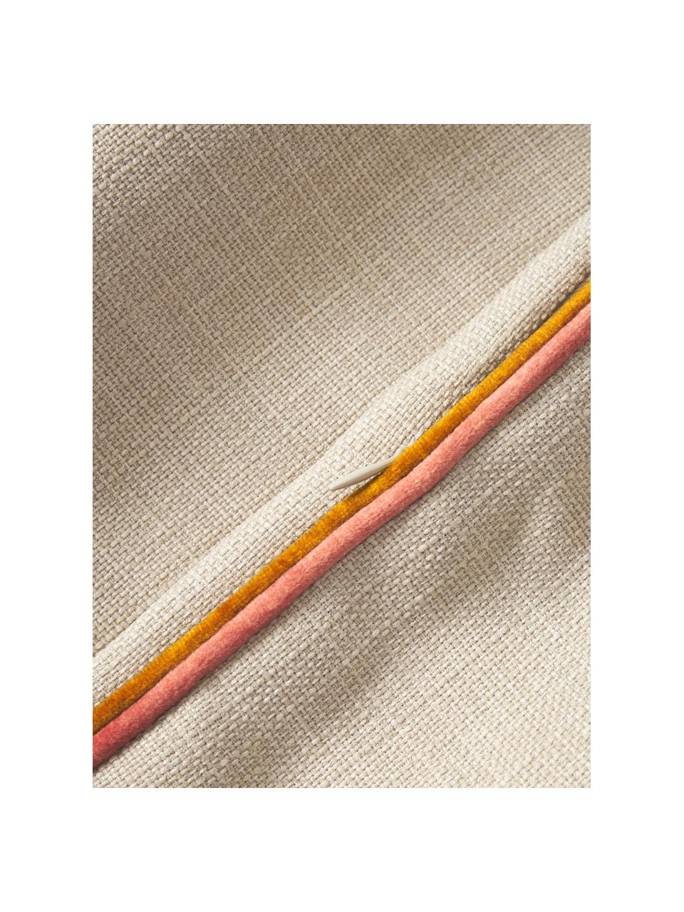 Kissenhülle Cressida mit zweifarbiger Kederumrandung, 100 % Polyester, Beige, B 45 x L 45 cm