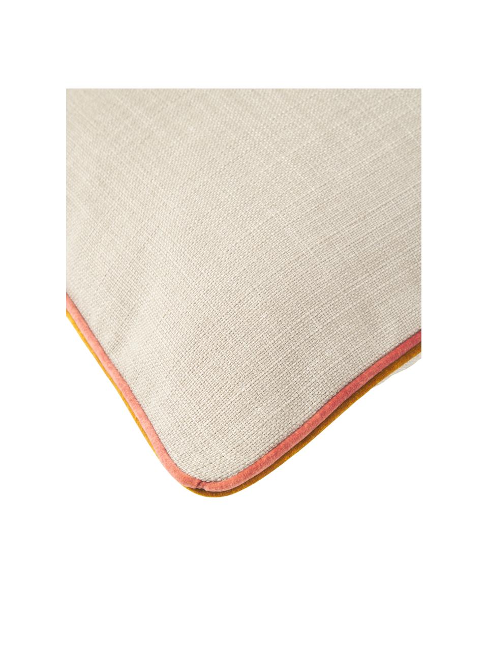 Kissenhülle Cressida in Beige mit zweifarbiger Kederumrandung, 100 % Polyester, Beige, B 45 x L 45 cm