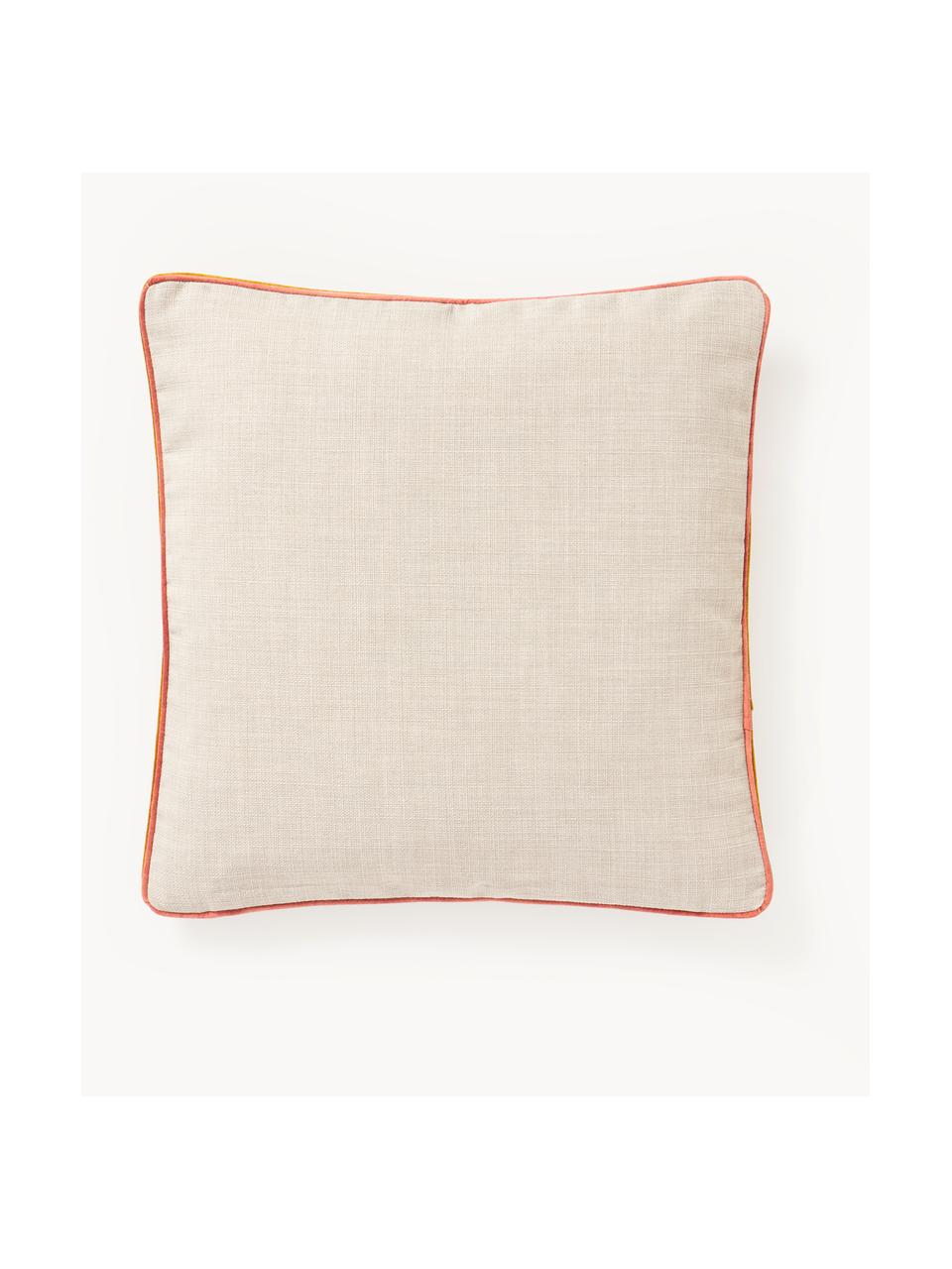 Housse de coussin 45x45 avec passepoil bicolore Cressida, 100 % polyester, Beige clair, larg. 45 x long. 45 cm