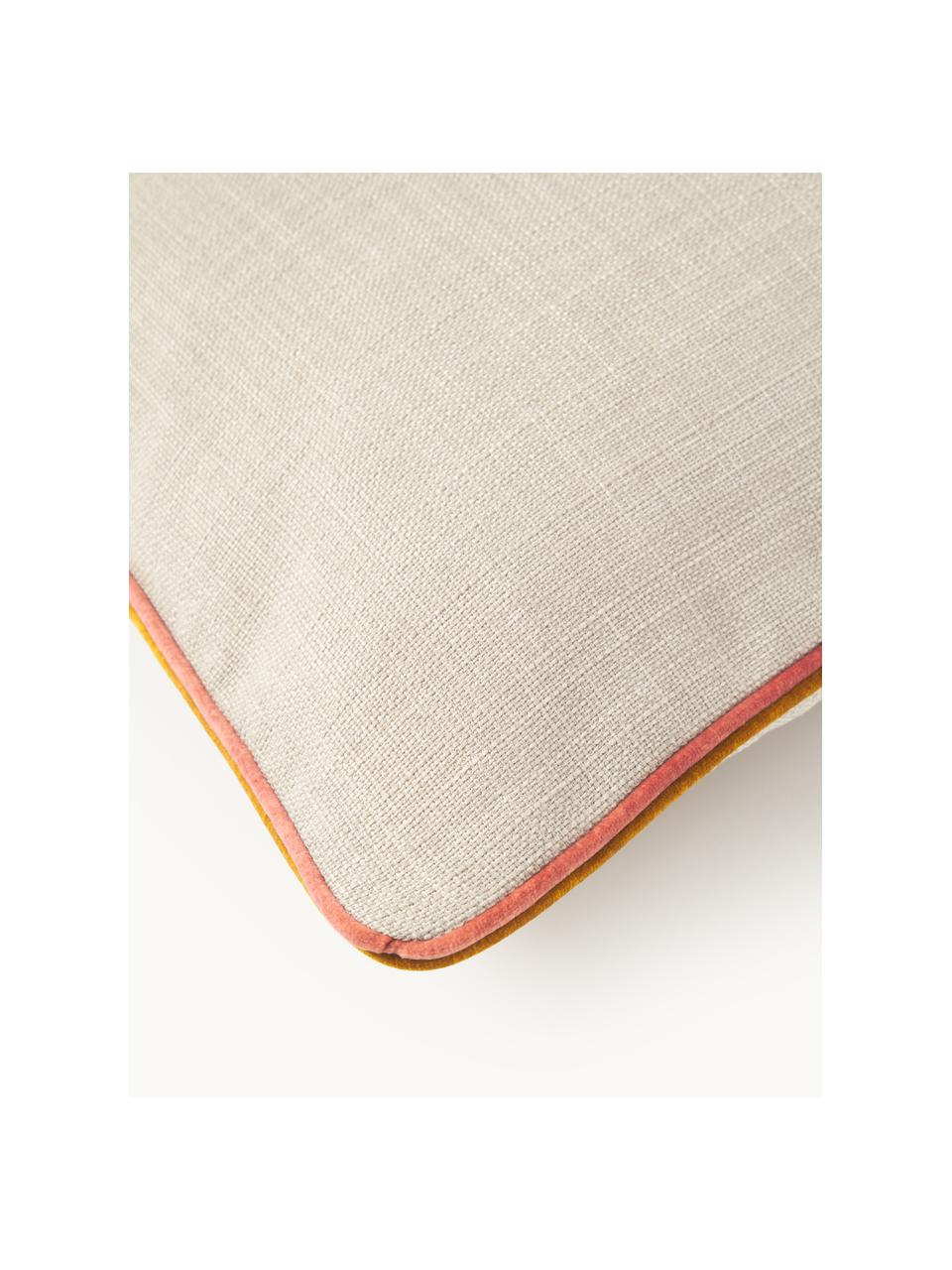 Housse de coussin 45x45 avec passepoil bicolore Cressida, 100 % polyester, Beige clair, larg. 45 x long. 45 cm