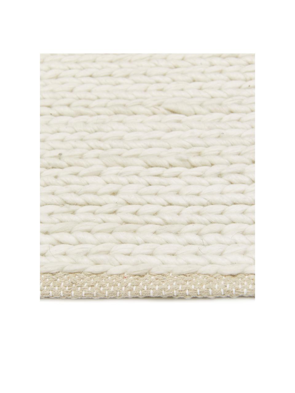 Alfombra artesanal de lana Uno, Parte superior: 60% lana, 40% poliéster, Reverso: 100% algodón Las alfombra, Crema, An 160 x L 230 cm (Tamaño M)