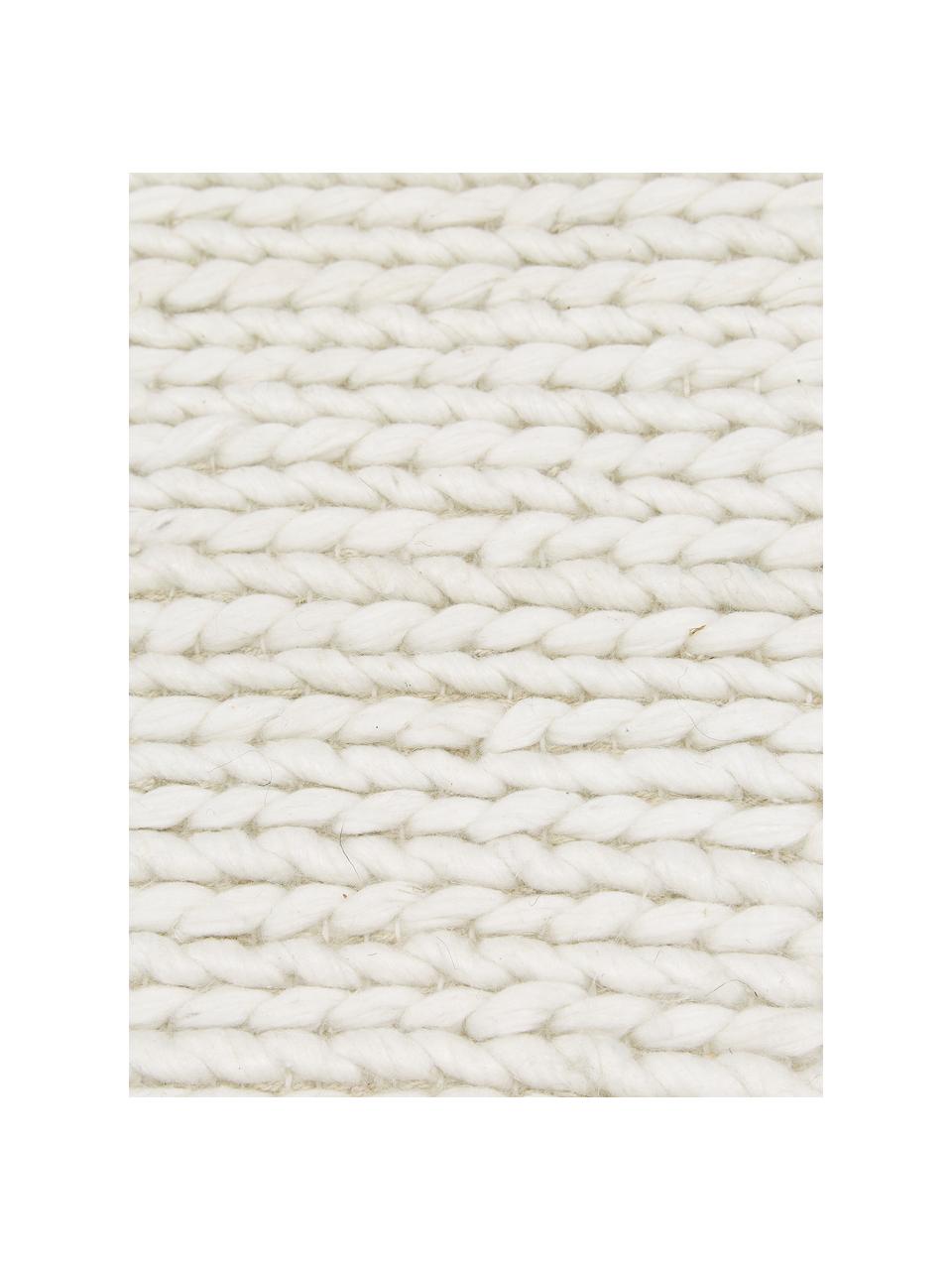 Alfombra artesanal de lana Uno, Parte superior: 60% lana, 40% poliéster, Reverso: 100% algodón Las alfombra, Crema, An 160 x L 230 cm (Tamaño M)