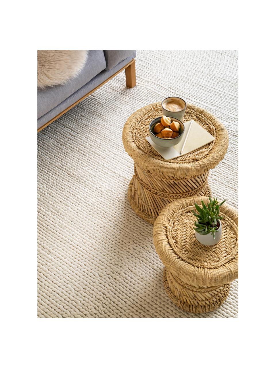 Alfombra artesanal de lana Uno, Parte superior: 60% lana, 40% poliéster, Reverso: algodón Las alfombras de , Crema, An 160 x L 230 cm (Tamaño M)