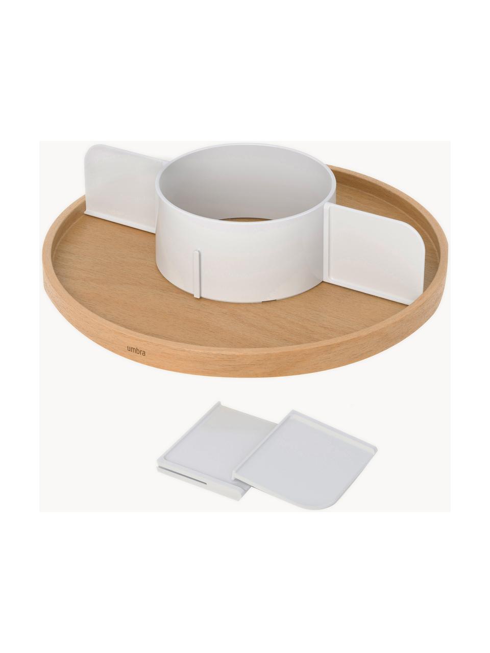 Organisateur de cuisine rotatif Bellwood, Bois clair, blanc, Ø 30 x haut. 8 cm