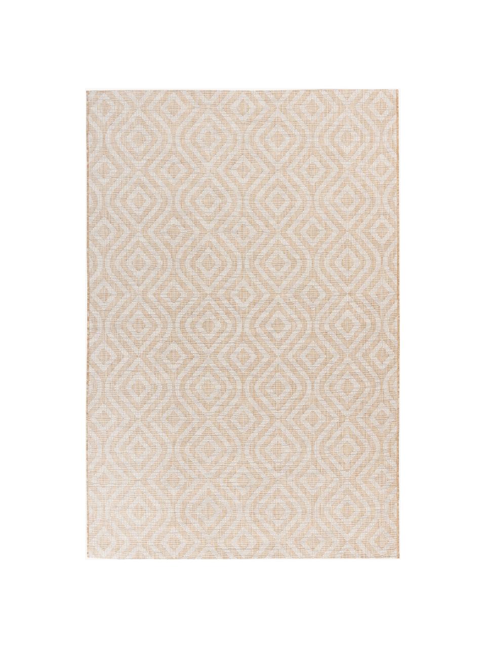 Interiérový a exterirérový koberec s grafickým vzorem Muster, 100 % polypropylen, Béžová, tlumeně bílá, Š 80 cm, D 150 cm (velikost XS)