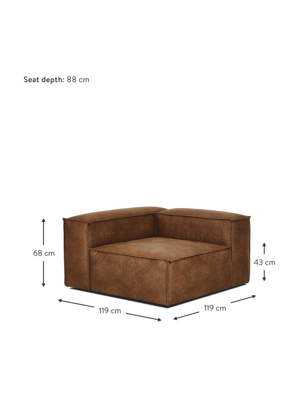 Chauffeuse d'angle en cuir recyclé Lennon, Cuir brun, larg. 119 x prof. 119 cm, méridienne à gauche
