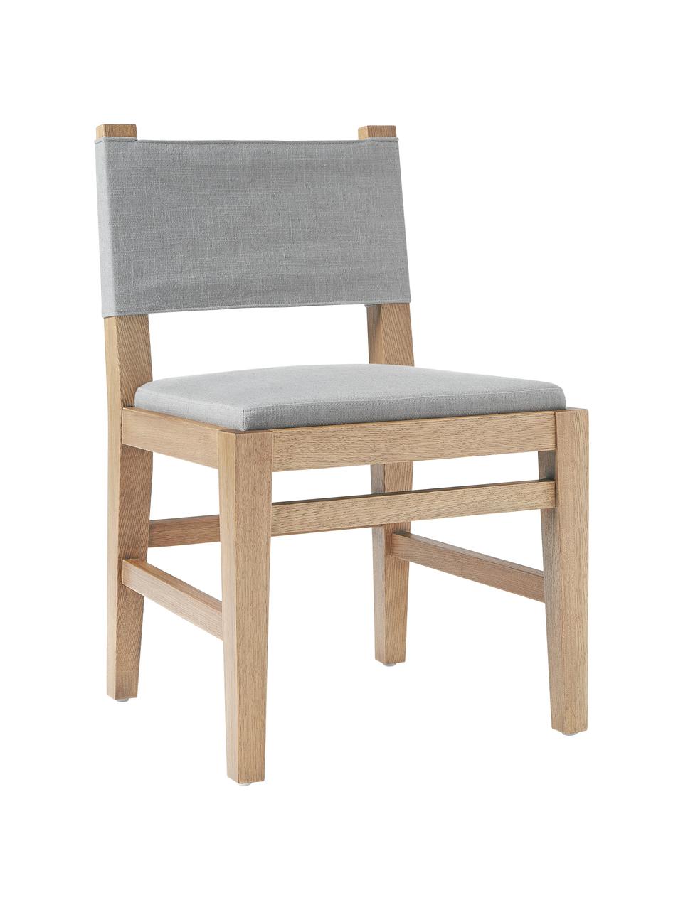 Houten stoel Liano met vulling in grijs, Frame: eikenhout, Bekleding: 54% polyester, 36% viscos, Geweven stof grijs, eikenhout, B 50 x H 80 cm