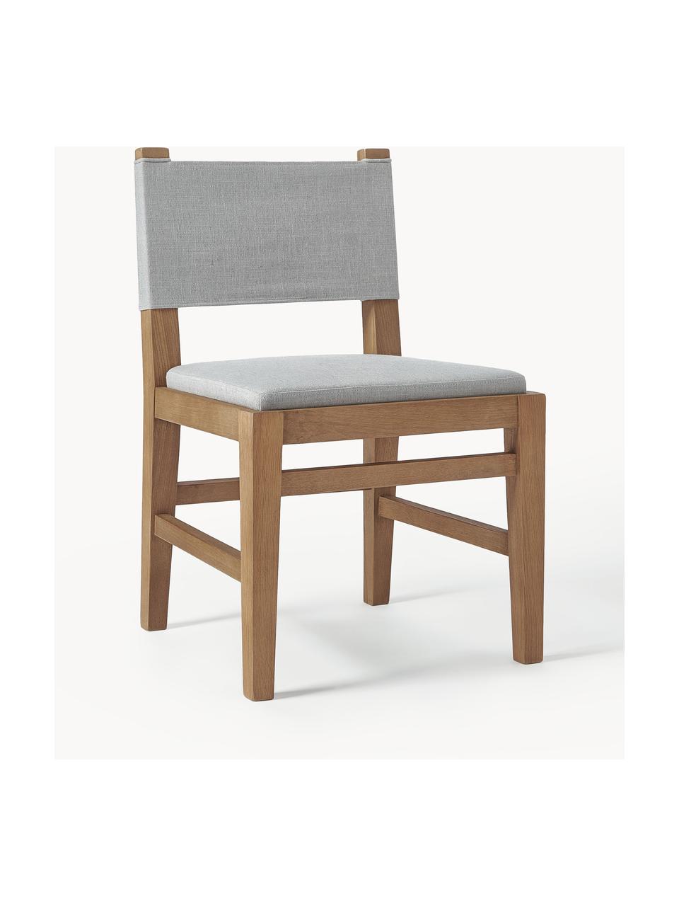 Houten stoel Liano met vulling, Frame: eikenhout, Bekleding: 54% polyester, 36% viscos, Geweven stof grijs, eikenhout, B 50 x H 80 cm