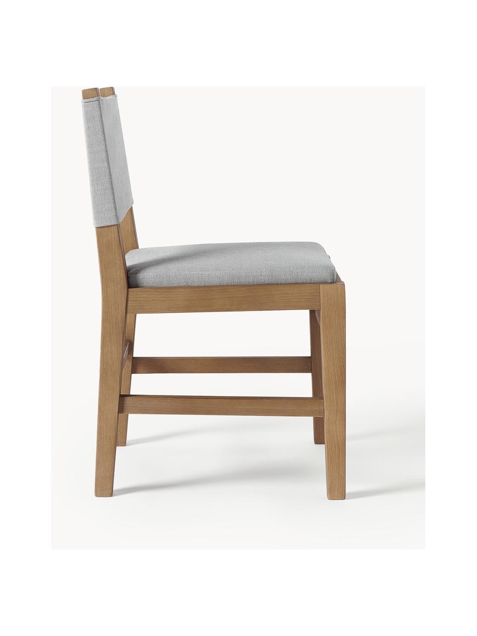 Tapicerowane krzesło z drewna Liano, Stelaż: drewno dębowe, Tapicerka: 54% poliester, 36% wiskoz, Szara tkanina, drewno dębowe, S 50 x W 80 cm