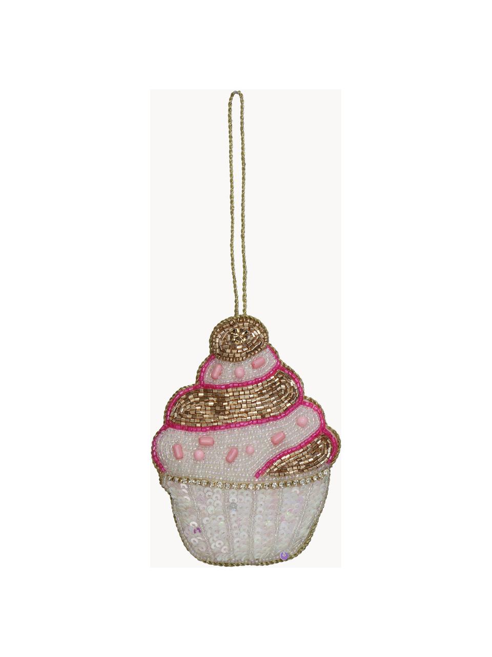 Ciondolo albero di Natale Ice Cream, Perla, Rosa, dorato, bianco, Larg. 9 x Alt. 12 cm