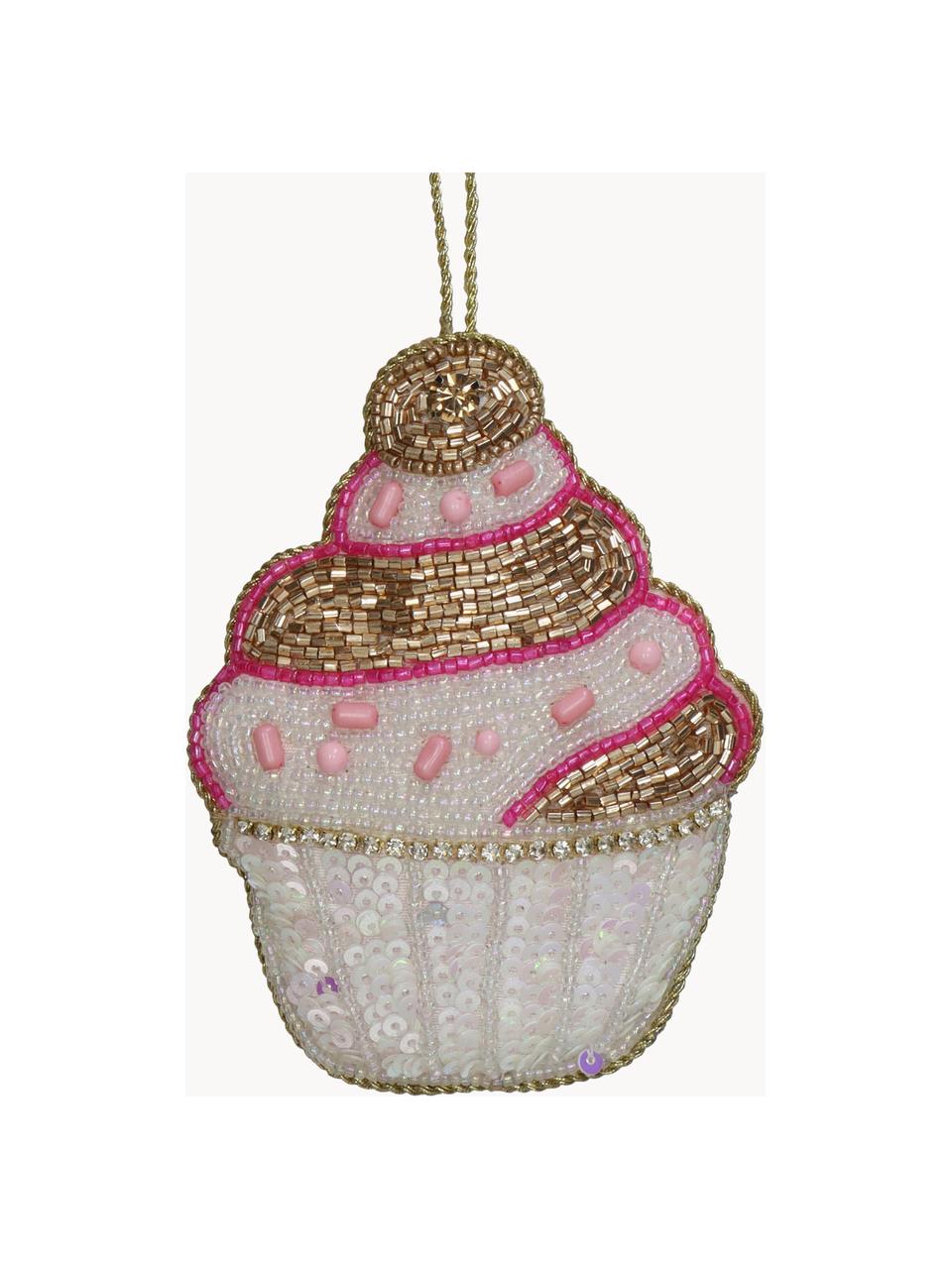 Ciondolo albero di Natale Ice Cream, Perla, Rosa, dorato, bianco, Larg. 9 x Alt. 12 cm