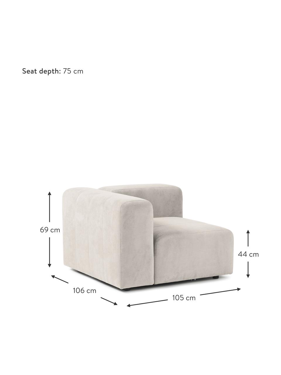 Module d'angle Lena, Tissu blanc crème, larg. 105 x prof. 106 cm, méridienne à gauche