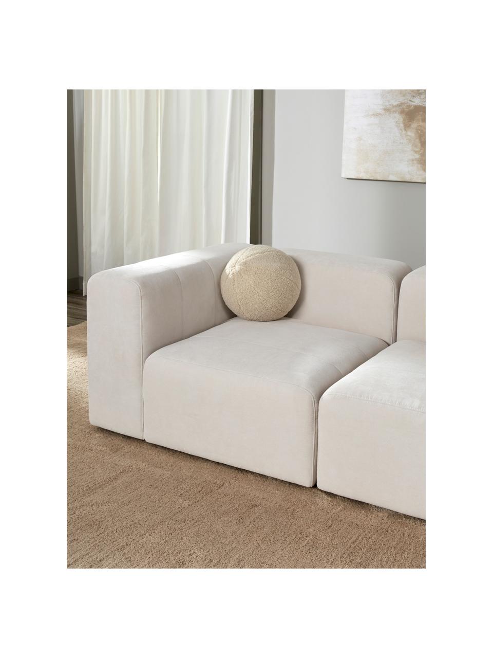 Módulo de esquina sofá Lena, Tapizado: tejido (88% poliéster, 12, Estructura: madera de pino, contracha, Patas: plástico, Tejido blanco crema, An 105 x F 106 cm, chaise longue izquierda