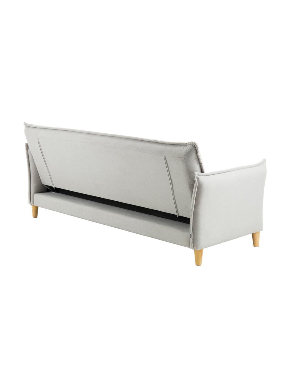 Sofa rozkładana Alizee (3-osobowa), Tapicerka: poliester 45 000 cykli w , Nogi: lite drewno bukowe, natur, Jasny szary, S 207 x G 93 cm