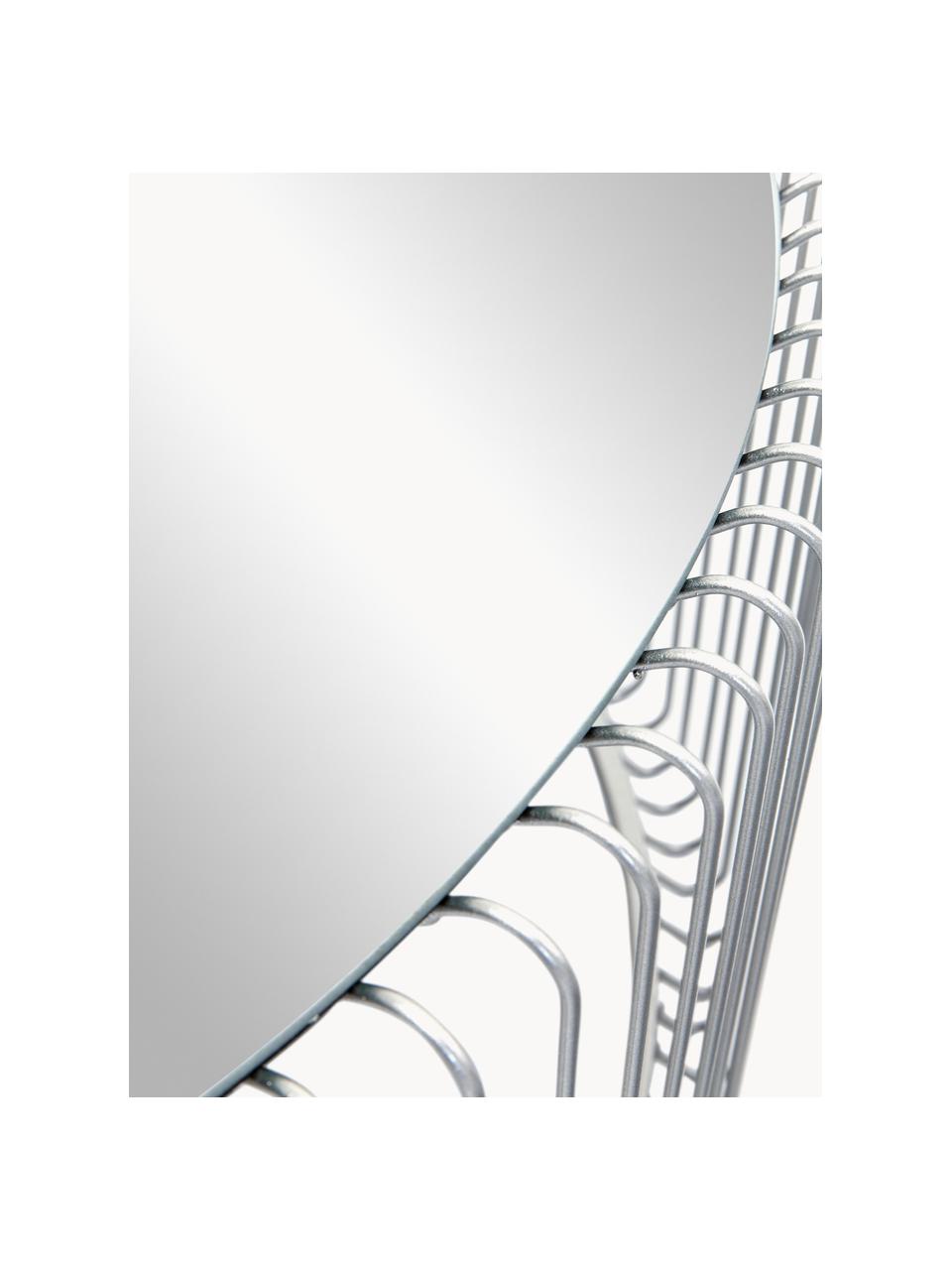 Couchtische Wire mit Glasplatte, 2er-Set, Gestell: Metall, pulverbeschichtet, Tischplatte: Sicherheitsglas, foliert, Silberfarben, Spiegelglas, Set mit verschiedenen Größen