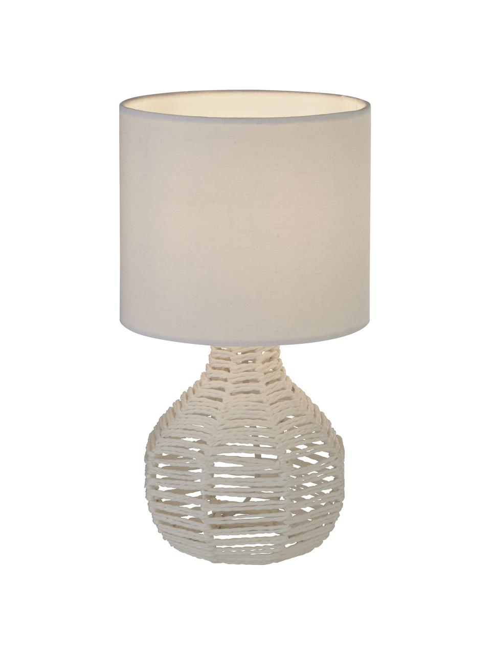 Lampada da tavolo con paralume in tessuto Linna, Paralume: tessuto, Base della lampada: rattan, Bianco, Ø 25 x Alt. 38 cm