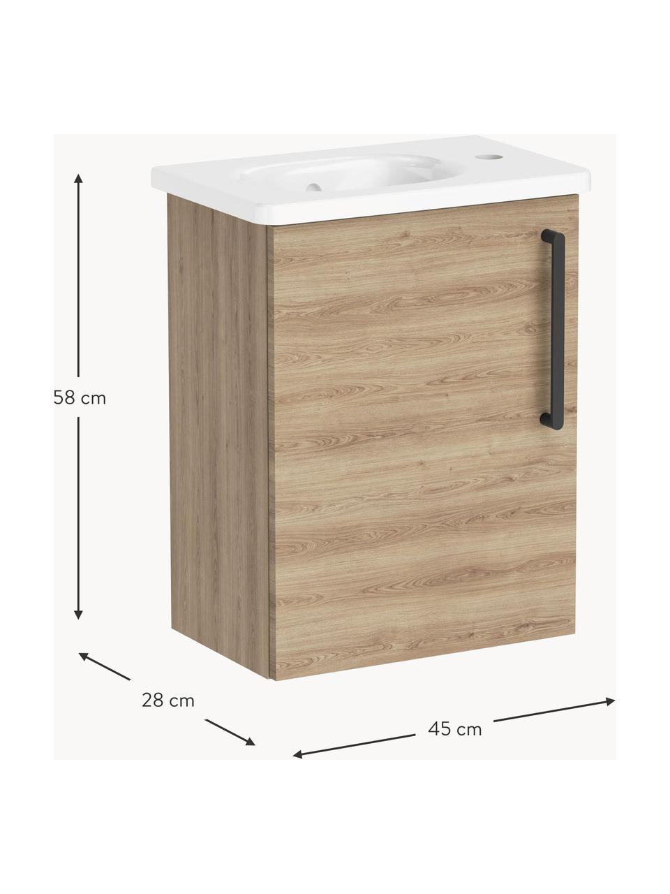Mueble bajo lavabo Orna, 45 cm, Marrón look madera, An 45 x Al 58 cm