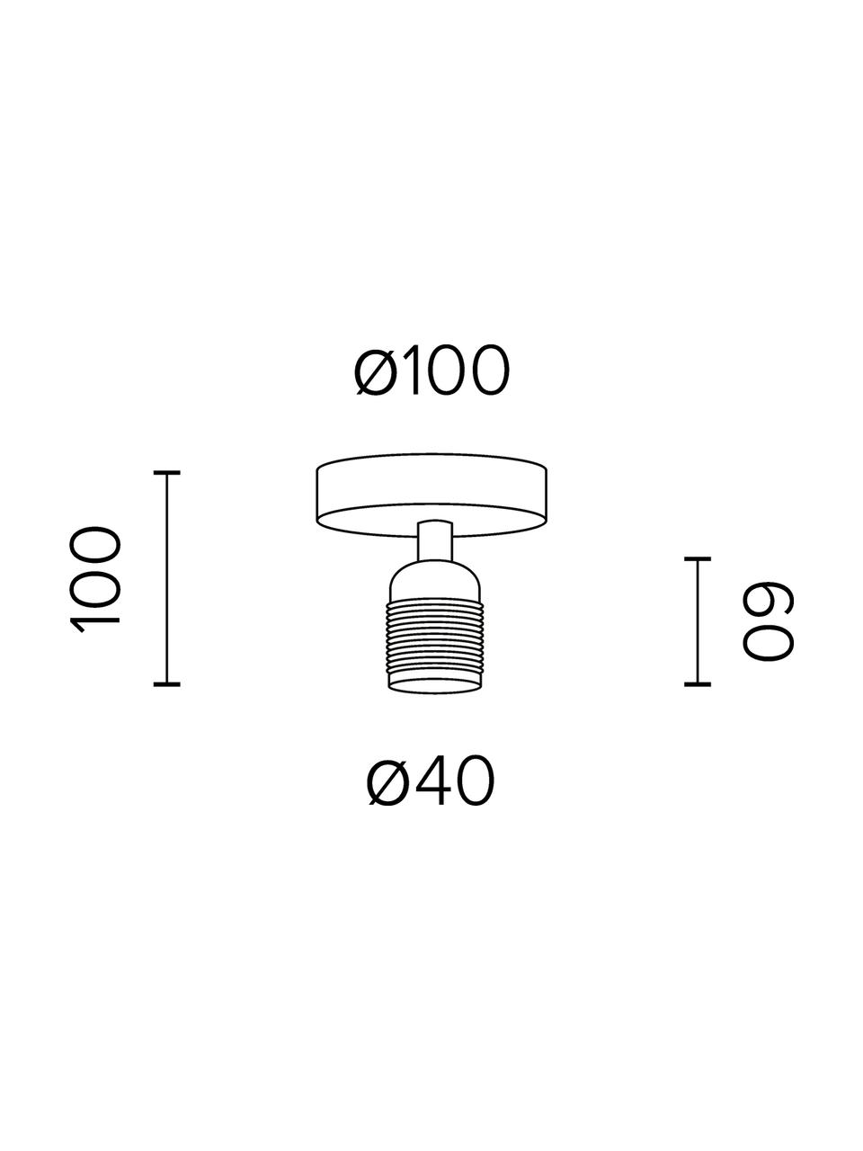 Kleine plafondlamp Uno in zilverkleur, Baldakijn: gepoedercoat metaal, Fitting: vernikkeld metaal, Zwart, nikkelkleurig, Ø 10 x H 10 cm