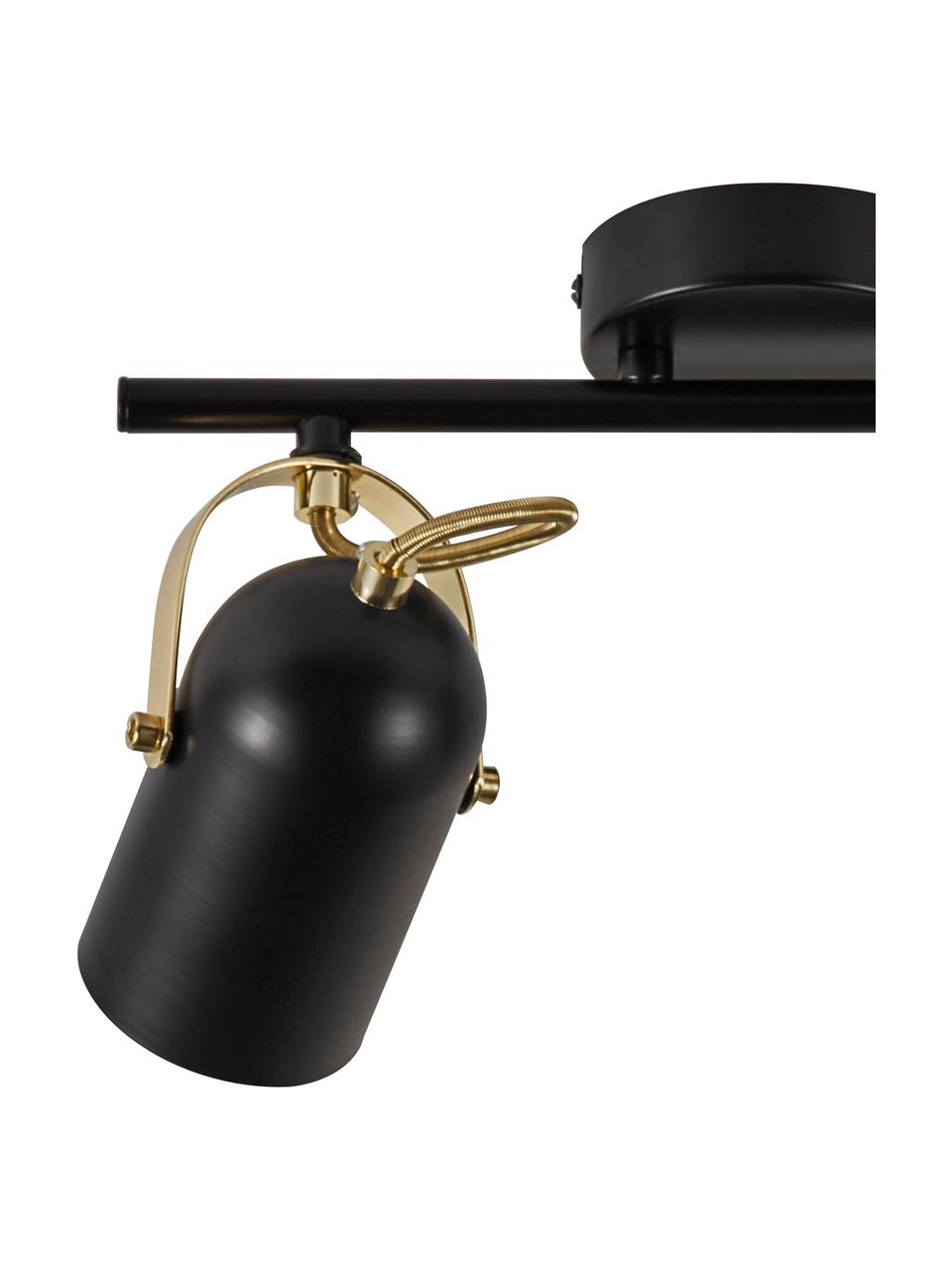 Stropná retro lampa Lotus, Čierna, mosadzné odtiene, Š 35 x V 19 cm