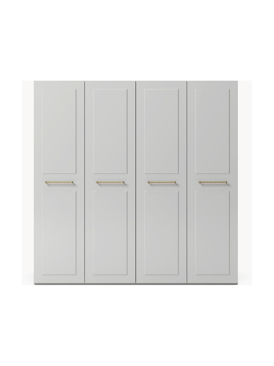 Szafa modułowa Charlotte, 4-drzwiowa, różne warianty, Korpus: płyta wiórowa z certyfika, Szary, S 200 x W 200 cm, Basic