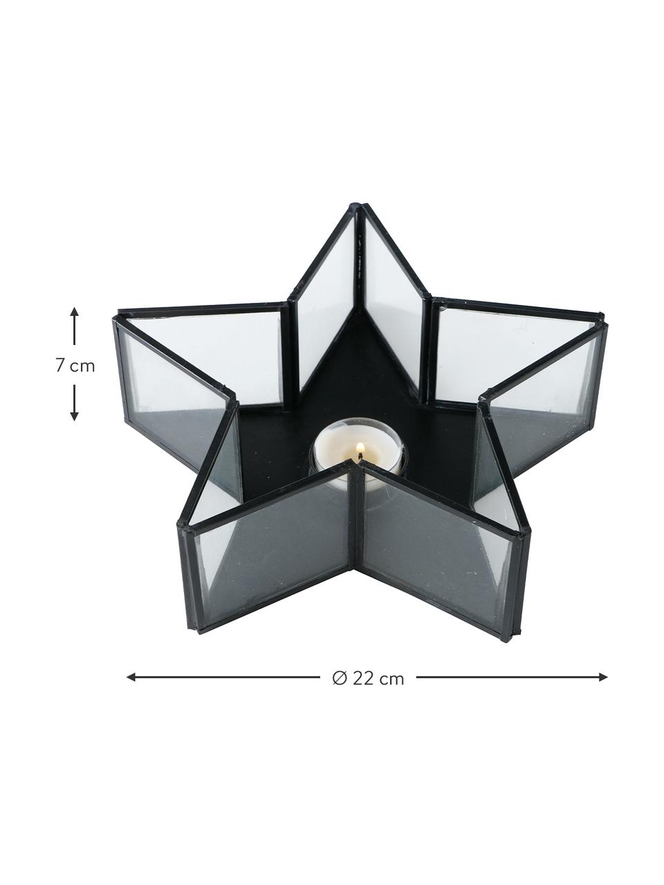 Photophore étoile Tisana, Noir, larg. 22 x haut. 7 cm