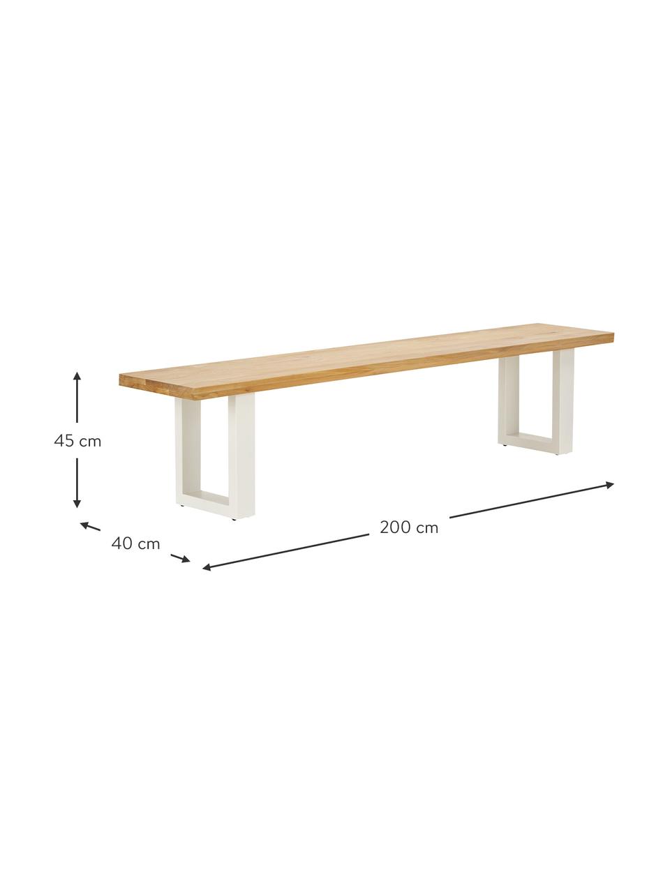 Panca in legno di quercia Oliver, Seduta: doghe di quercia selvatic, Gambe: metallo verniciato a polv, Quercia selvatica, bianco, Larg. 180 x Alt. 45 cm