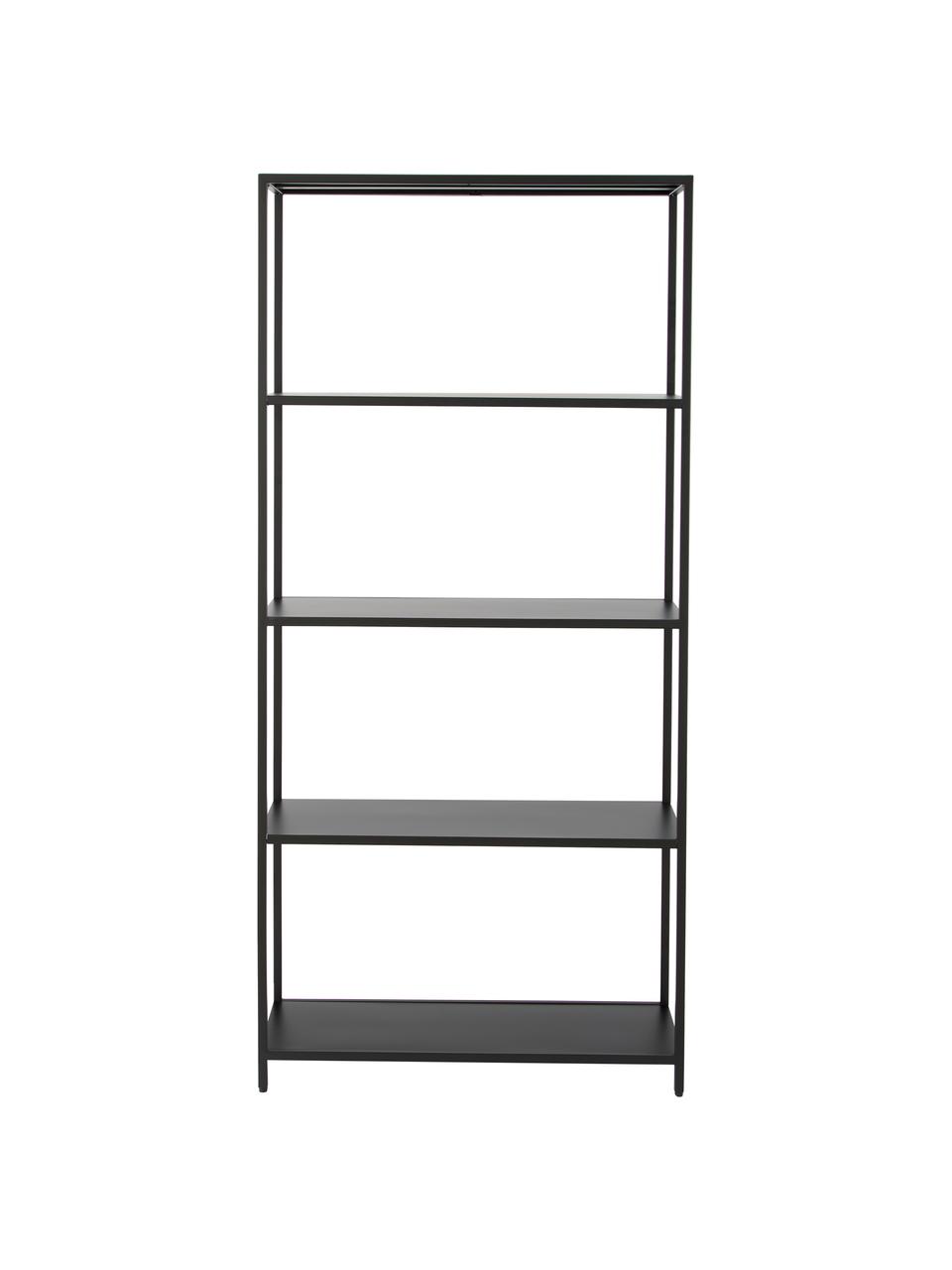 Libreria in metallo Neptun, Metallo verniciato a polvere, Nero, Larg. 70 x Alt. 150 cm